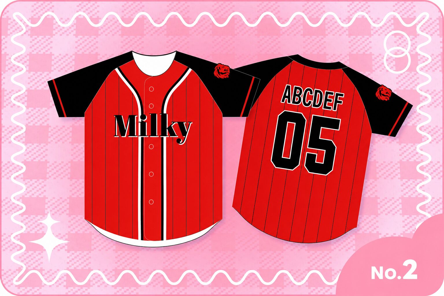 ネイビー×ホワイトのベースボールユニフォーム風クラスTシャツ 人気2位